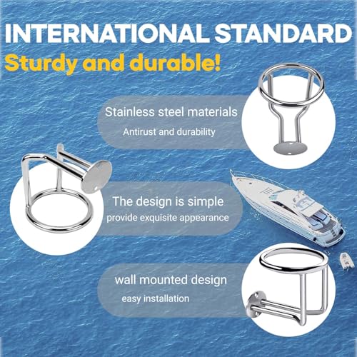 Boat Cup Holder, 2 Pcs Boat Ring Cup Holder, Stainless Steel - Product Imagery