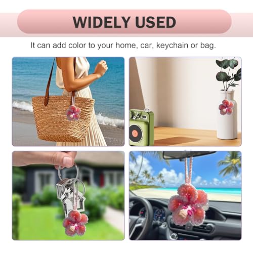 Car Hanging Ornament, Cute Crocheted Hibiscus Flower Decoration, - Product Imagery