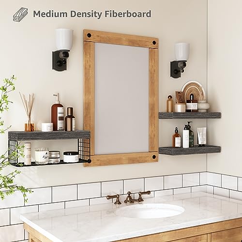 QEEIG Bathroom Shelves Over Toilet Wall Mounted (Grey, Set of 3, - Product Imagery