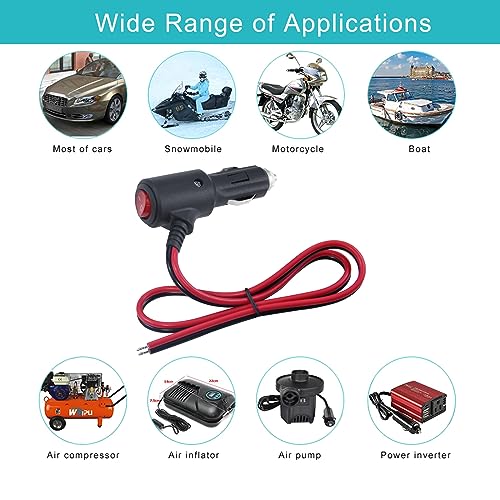 12V Fused Replacement Cigarette Lighter Male Plug with On Off - Product Imagery
