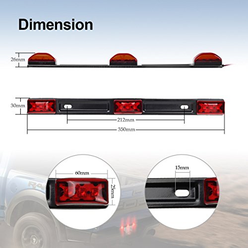 Partsam Red Clearance ID BAR Marker Light 3 Light 9 LED Trailer - Product Imagery