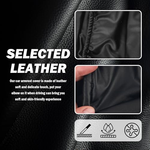 2PCS Leather Arm Rest Cover for Car with Side Pocket,Soft & - Product Imagery