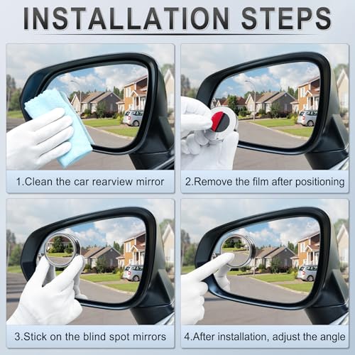 LivTee Blind Spot Mirror, 2'' Round HD Glass Frameless Convex, - Product Imagery