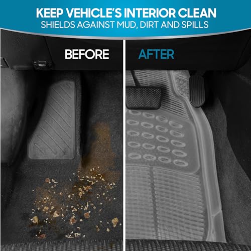 BDK 4-Piece Rubber Transparent Clear Floor Mats Heavy Duty for - Product Imagery