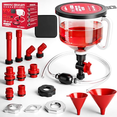 22-Piece No-Spill Coolant Filling Funnel Kit and Siphon Hose - Product Imagery