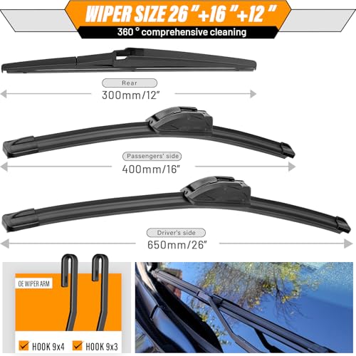 AUTOBOO Windshield Wiper Blade Replacement for Toyota RAV4 Mazda - Product Imagery