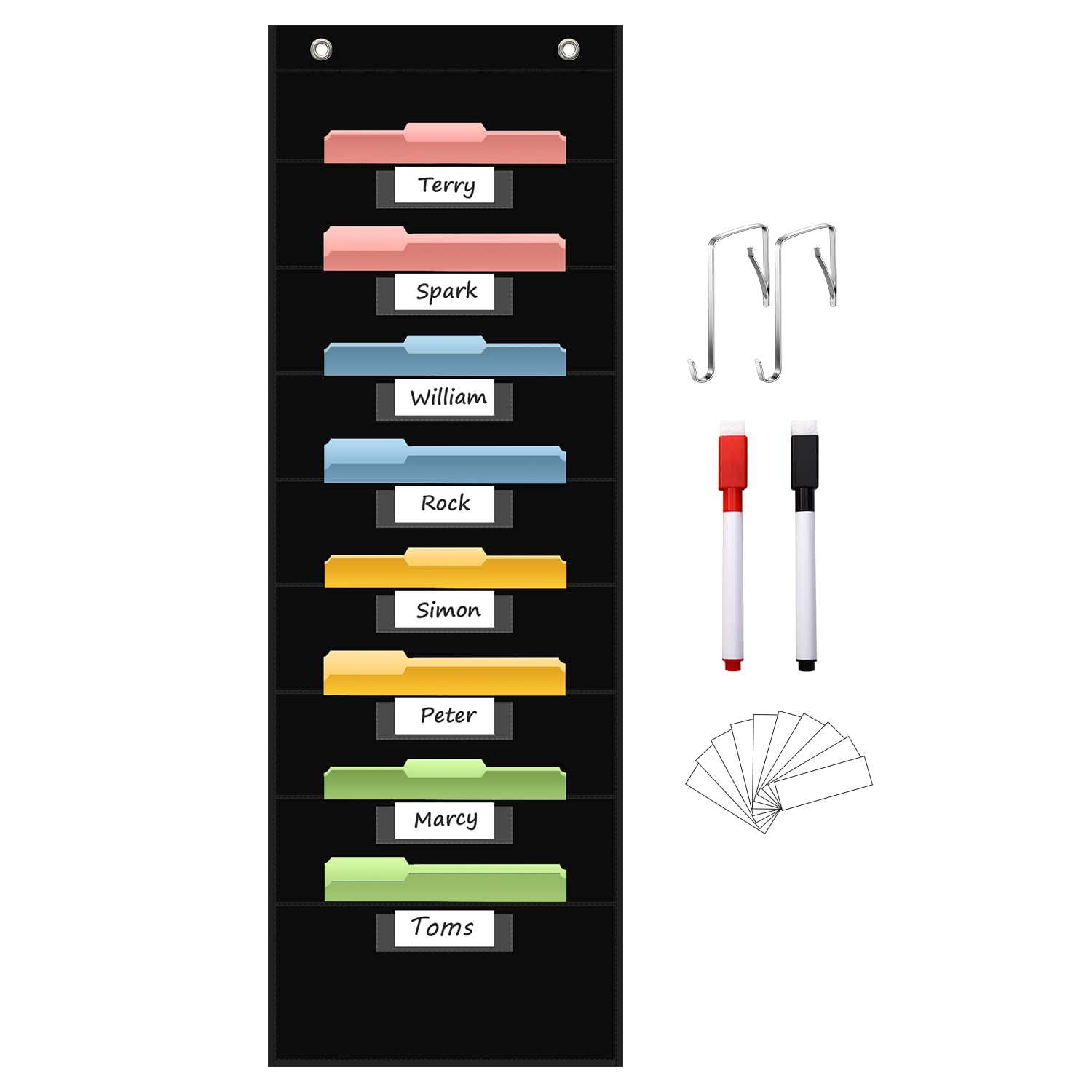 ANCOMEDO 8 Pockets File Storage Pocket Chart with 8 Nametag - Product Imagery