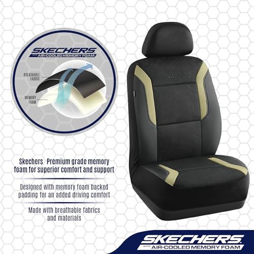 Skechers Memory Foam Car Seat Covers, Air Cool Mesh Thick Seat - Product Imagery
