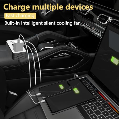 PiSFAU 200W Car Power Inverter - DC 12V to 110V AC Car Plug - Product Imagery