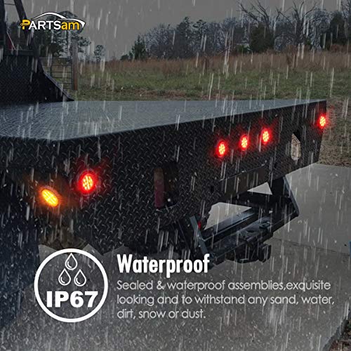 Partsam 10x 2.5 Round Red 13 LED Side Marker Clearance Lights - Product Imagery