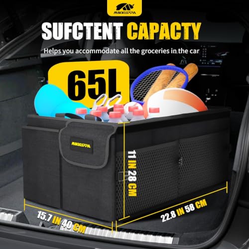 MIKKUPPA Trunk Organizer with Lid - 65L Collapsible Car - Product Imagery