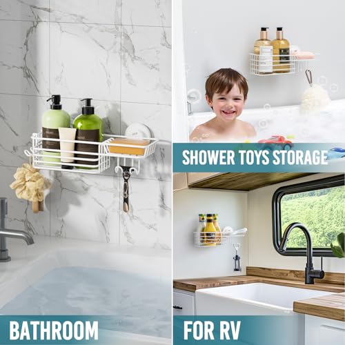TAILI Shower Caddy Suction Cup with Hooks, No Drill Shower - Product Imagery