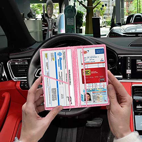 TOURSUIT Car Registration & Insurance Card Holder, Glitter Pink - Product Imagery