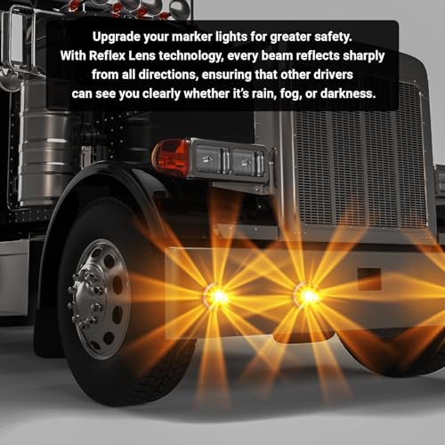 TMH 6 Pcs Watermelon Amber LED Strobe & Steady Marker Lights - Product Imagery