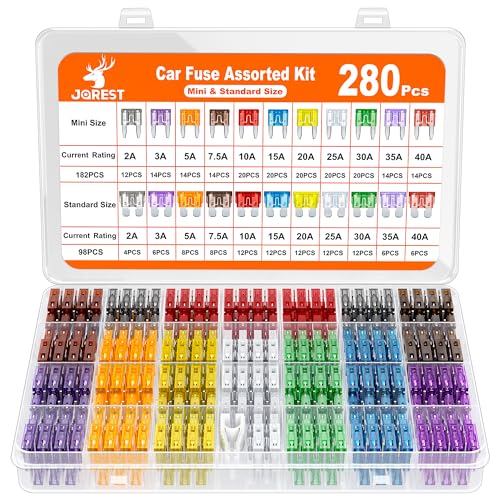 JOREST 280 Pcs Fuse Kit,182 Mini Car Fuses Assortment + 98 - Product Imagery