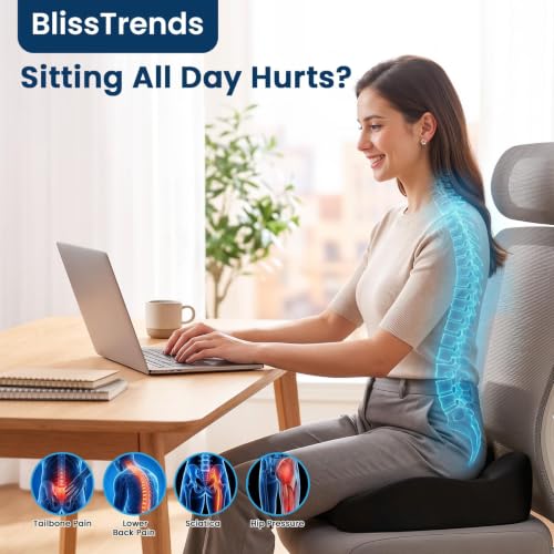 BlissTrends Memory Foam Seat Cushion for Office Chair & Car - Product Imagery