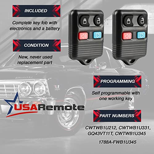 Car Key Fob Keyless Entry Remote fits Ford, Lincoln, Mercury, - Product Imagery