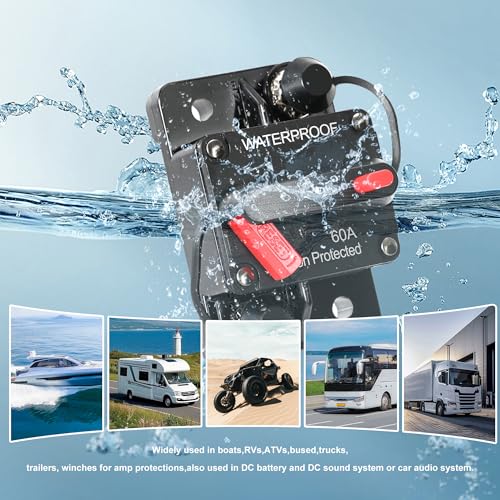 60 Amp Circuit Breaker for Boat Trolling Motor Marine ATV - Product Imagery