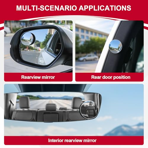 LivTee Blind Spot Mirror, 2" Round HD Glass Frameless Convex - Product Imagery
