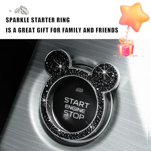 Augeny Bling Car Engine Start Button Cover, Rhinestone Key - Product Imagery