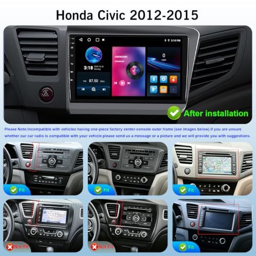 8 Core 4+32G 9" HD Car Radio Stereo for Honda Civic 2012-2015, - Product Imagery