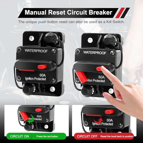 60 Amp Circuit Breaker for Boat Trolling Motor Marine ATV - Product Imagery