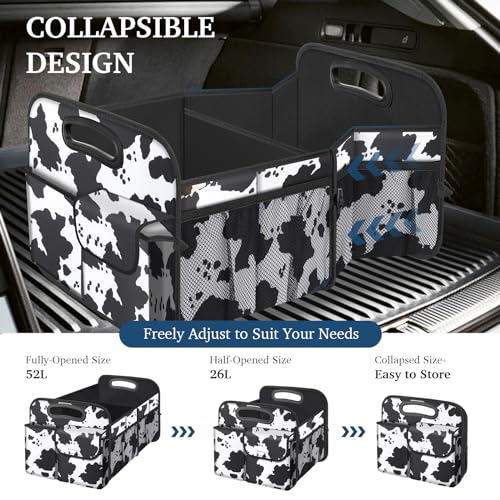 Femuar Car Trunk Organizer, Cow Print, Vintage Style, 52L - Product Imagery