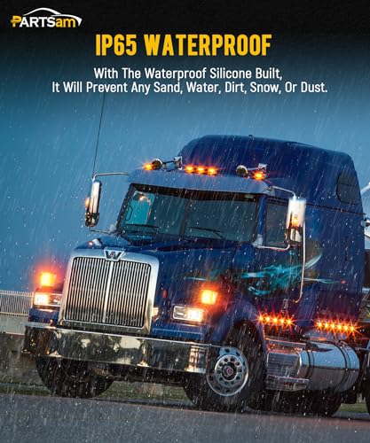 Partsam Pair Truck Trailer 52 LED Red/Amber Square Double Face - Product Imagery