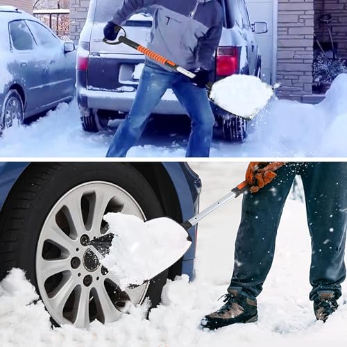 42'' Ice Scraper and Extendable Snow Brush Emergency Snow Shovel - Product Imagery