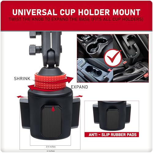 Extendable Cup Mount Phone Holder, Fits Most Smartphones - Product Imagery