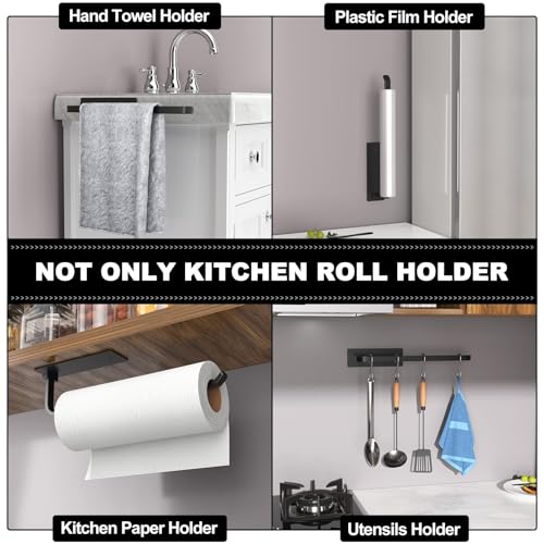 Paper Towel Holder Under Cabinet, Self-Adhesive or Drilling, - Product Imagery