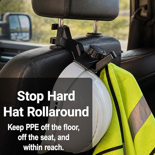 2 Pcs Hard Hat Holder for Truck Seat - 3-Second Install Headrest - Product Imagery