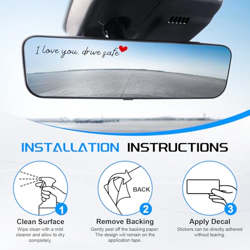 JUSTTOP 4PCS Car Decal,Decorative Rearview Mirror Sticker,I Love - Product Imagery
