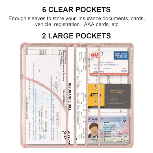 Car Registration and Insurance Holder, Glove Box Organizer，Bling - Product Imagery