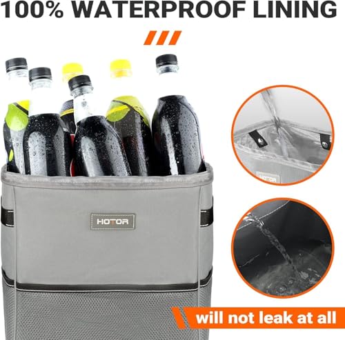 HOTOR Car Trash Can, Leakproof Car Organizer, 2-Gallon, Gray - Product Imagery