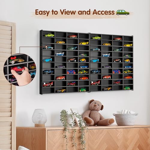 Krafetto 2 Pack 80-Slot Toy Car Display Shelves for 1/64 Cars, - Product Imagery