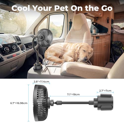 12V Car fan, Portable Vehicle Cooling Fan for Front Seat, 360° - Product Imagery