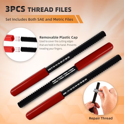 61Pcs Thread Chaser Repair Kit, Rethread Repair Tool, UNC UNF & - Product Imagery