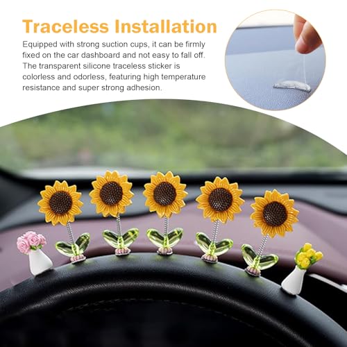 10 PCS Shaking Sunflower Ornaments, Cute Shaking Head Sunflower - Product Imagery