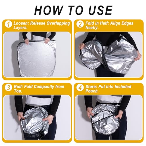 Windshield Sun Shade, Foldable Sun Visor for Front Window with - Product Imagery