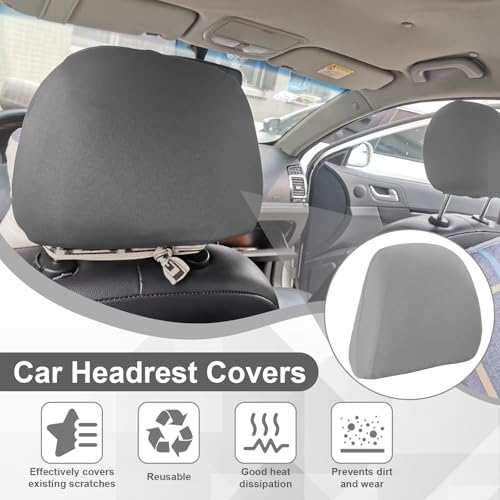 BFXM 2Pcs Car Seat Headrest Cover, Gray Flexible Car Headrest - Product Imagery