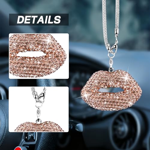 Bling Lip Car Hanging Accessories for Women, Diamond Lips Rear - Product Imagery