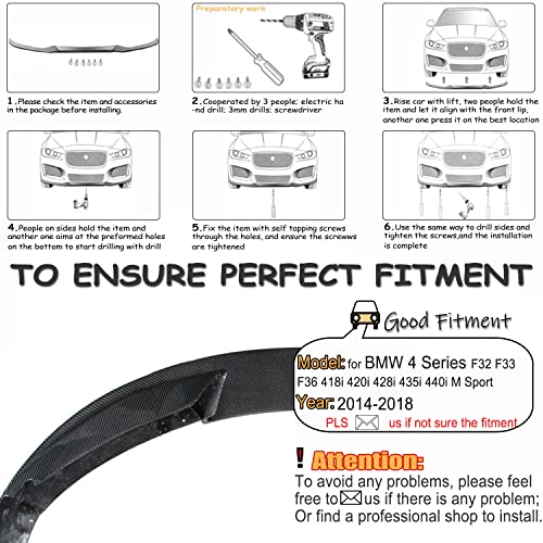 Carbon Fiber Front Lip Spoiler for BMW F32 F33 F36 M Sport - Product Imagery