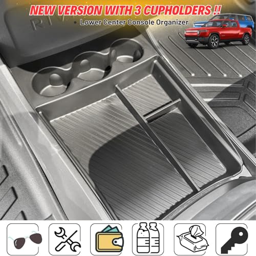 2Pcs Center Console Organizer for 2022-2026 Rivian R1S R1T - Product Imagery