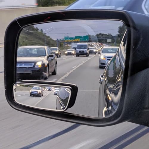 Ampper Rectangle Blind Spot Mirror, HD Glass ABS Housing Convex - Product Imagery