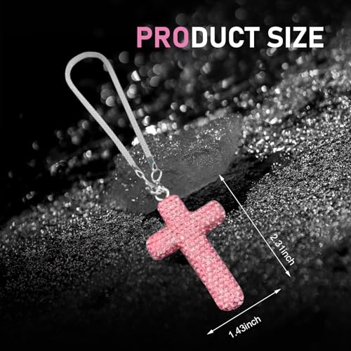 Bling Cross Car Hanging Accessories, Crystal Rhinestone Rear - Product Imagery