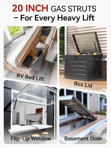 Vepagoo 20in 35lb/156N Gas Struts for Window with Brackets, 2 - Product Imagery