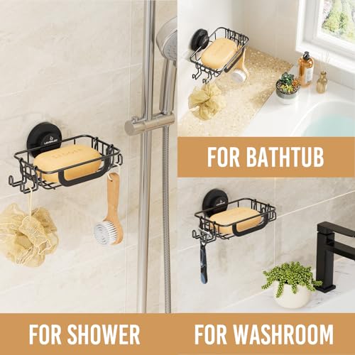 LEVERLOC Bar Soap Holder with Hooks, Suction Cup Soap Dish - Product Imagery