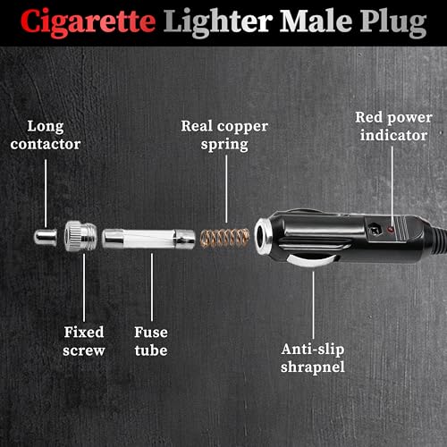 BFXM 12AWG Heavy Duty Cigarette Lighter Plug, 12v Plug with - Product Imagery