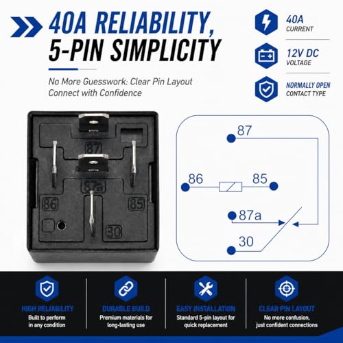 Pack 12V 5 Pin Relay 30/40 Amp SPDT Automotive Switch - Product Imagery